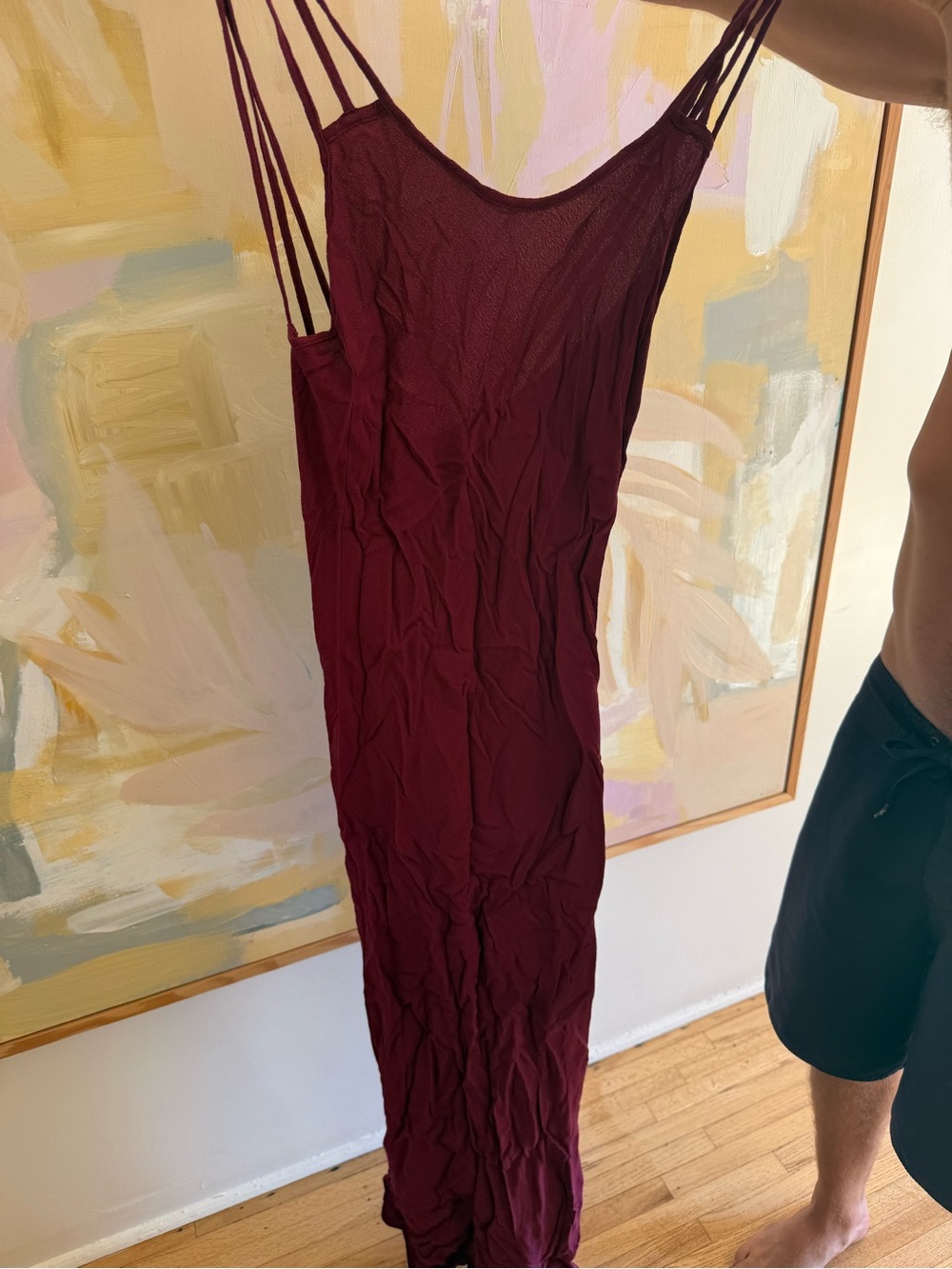 Blue Life Burgundy Strappy Open Back Maxi Dress | Size S | NWT